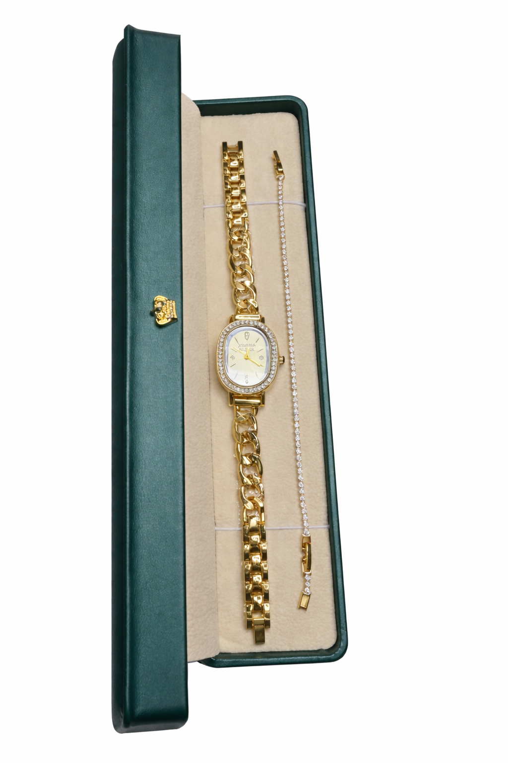 Montre Femme Dorée Élégante avec Bracelet Strass – Style Luxe