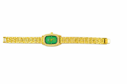 Montre Dorée Élégante avec Bracelet Vert