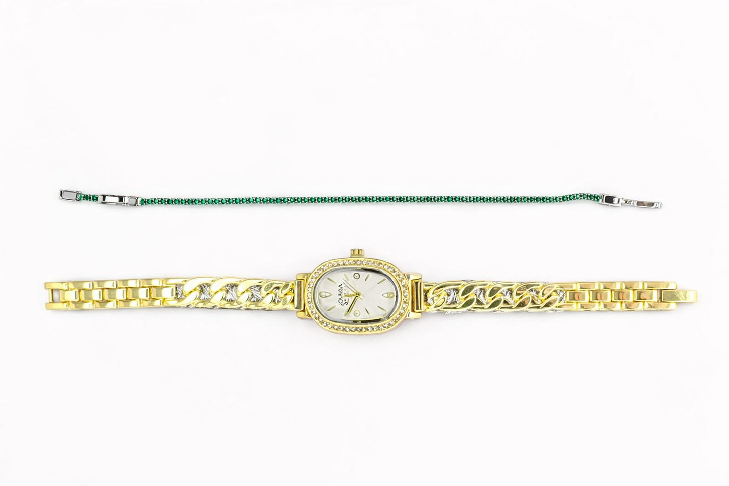 Montre Femme Élégante Jolana – Dorée avec Bracelet Vert