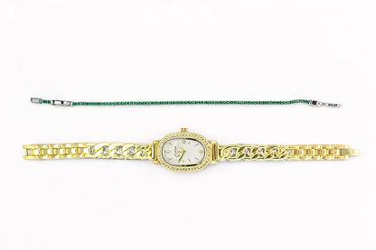 Montre Femme Élégante Jolana – Dorée avec Bracelet Vert