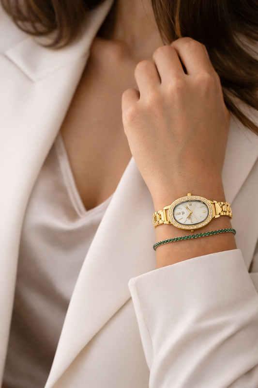 Montre Femme Élégante Jolana – Dorée avec Bracelet Vert